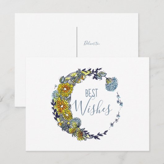 Die besten Wünsche Postkarte (Vorne/Hinten)