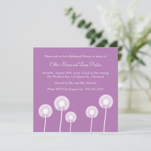 Die besten Wünsche! Probe Dinner Einladung (lila) (Stehend Vorderseite)