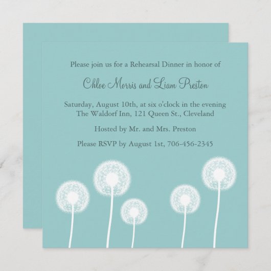 Die besten Wünsche! Probe Dinner Einladung (Türkis (Vorne/Hinten)