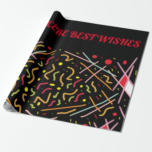 Die besten Wünsche: rot-gelbes Design Geschenkpapier (Ungerollt)