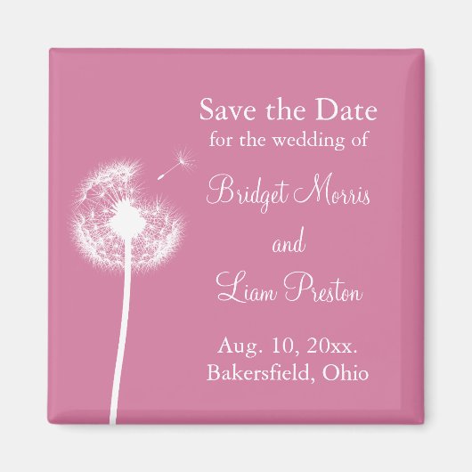 Die besten Wünsche! Save the Date (Fuchsie) Magnet (Vorne)