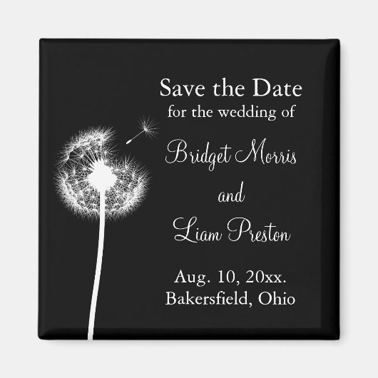 Die besten Wünsche! Save the Date (schwarz) Magnet (Vorne)