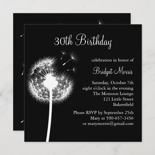 Die besten Wünsche! (Schwarz) Einladung (Vorne/Hinten)