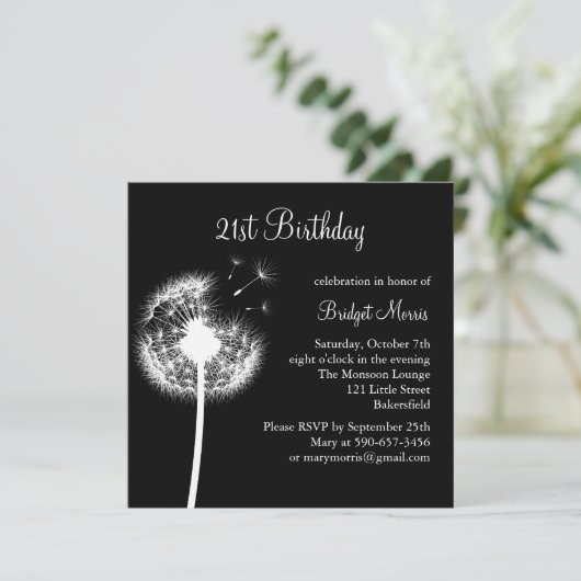 Die besten Wünsche!(Schwarz) Einladung (Stehend Vorderseite)