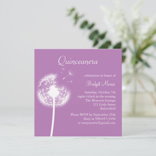 Die besten Wünsche! (Violette) Einladung (Stehend Vorderseite)