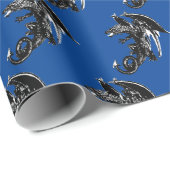 Die Bestie der Night Dragon Navy Blue Geschenkpapier (Rolleneckpunkt)