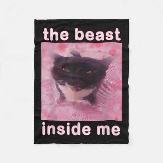 Die Bestie in Me Funny Cat Meme Sarcastic Inapp Fleecedecke (Vorderseite)