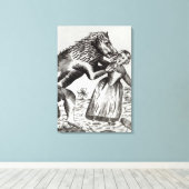 Die Bestie von Gevaudan, die ein junges Mädchen an Leinwanddruck (Insitu (Holzboden))