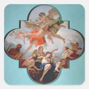 Die Bestrafung von Cupid (Öl auf Leinwand) Quadratischer Aufkleber