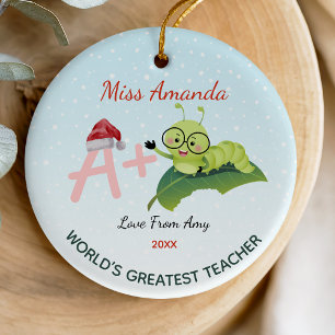 Die bestste Raupe der Lehrerin Weihnachten Keramik Ornament