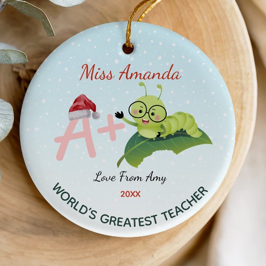 Die bestste Raupe der Lehrerin Weihnachten Keramik Ornament