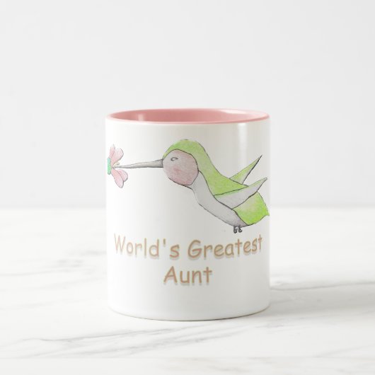 Die bestste Tante Hummingbird Mug der Welt Zweifarbige Tasse (Mittel)