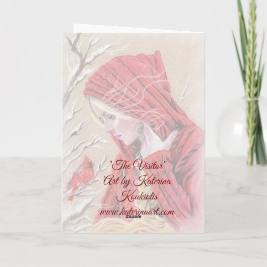 Die Besucher Rotkardinal Karte (Rückseite)