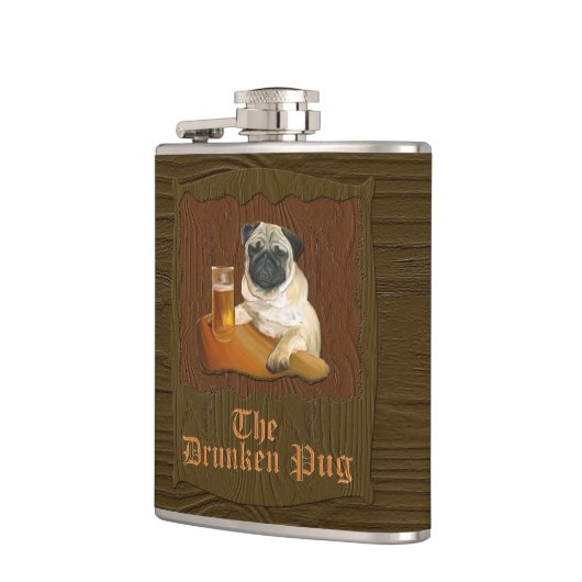 Die betrunkene Mopslogoflasche! Flachmann (Links)