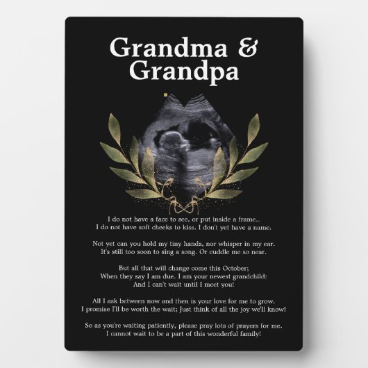 Die bevorstehende Kinderankündigung für Großeltern Fotoplatte (Vorderseite)
