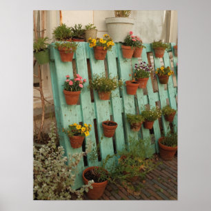 Die bezaubernde Gartenanlage Blume Pots Rustikaler Poster
