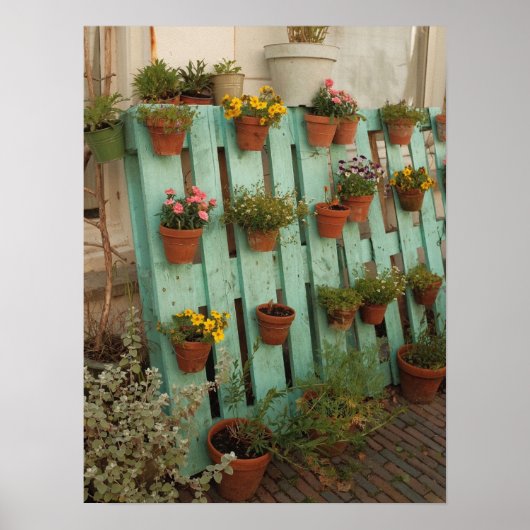 Die bezaubernde Gartenanlage Blume Pots Rustikaler Poster (Vorne)