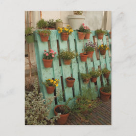 Die bezaubernde Gartenanlage Blume Pots Rustikaler Postkarte