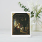 Die Bibellehre oder Anne und Tobias (Öl auf Tafel) Postkarte (Stehend Vorderseite)