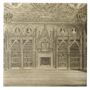 Die Bibliothek, graviert von Godfrey, von Fliese