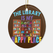 Die Bibliothek ist mein glückliches Bibliotheksbuc Keramik Ornament (Links)
