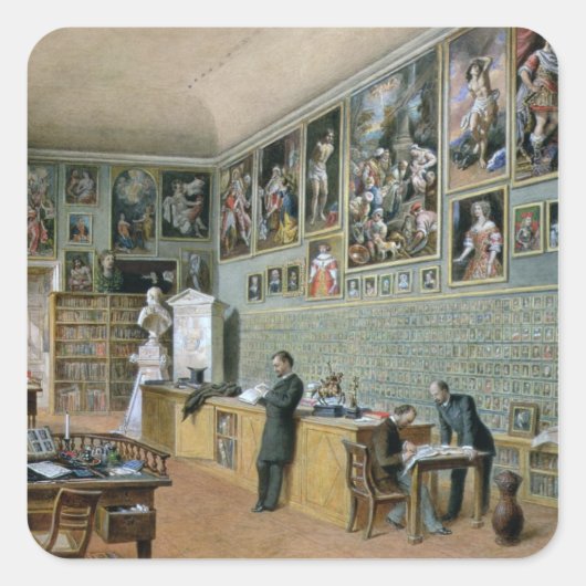 Die Bibliothek Quadratischer Aufkleber (Vorderseite)