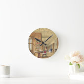 Die Bibliothek, Windsor Schloss, 1838 (Farbelitho) Runde Wanduhr (Zuhause)