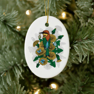 Die Biene isst mit dem goldenen Anhänger Keramik Ornament