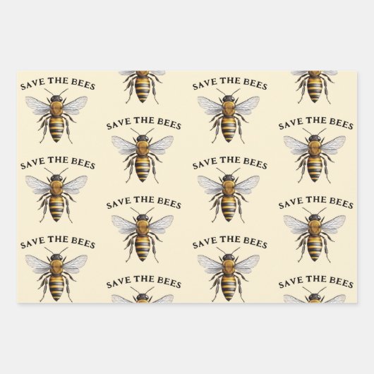 Die Bienen gelb gerettet Geschenkpapier Set (Vorderseite 2)