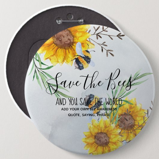 Die Bienen gerettet und die Welt Personalisiert Ge Button (Vorne & Hinten)