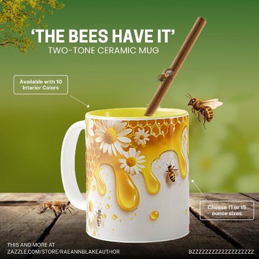 "Die Bienen haben es" Zwei-Töne-Keramik-Tasse Zweifarbige Tasse