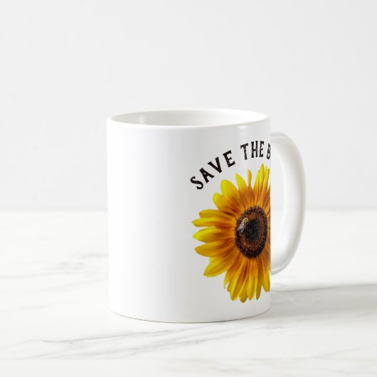 Die Bienen-Sonnenblumen-Tasse gerettet Kaffeetasse (VorderseiteRechts)