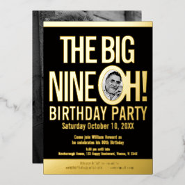 Die Big Nine 0h! 90. Geburtstags-Grafik-Foto Folieneinladung