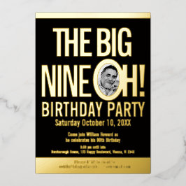 Die Big Nine 0h! 90. Geburtstags-Grafik-Foto Folieneinladung
