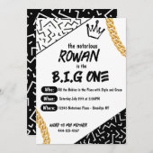 Die Big One Birthday 90er Hip Hop Einladung (Vorne/Hinten)