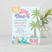 Die Big One Surf's up Surf - Einladung zum Geburts (Stehend Vorderseite)