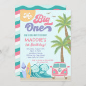 Die Big One Surf's up Surf - Einladung zum Geburts (Vorne/Hinten)