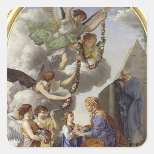Die Bildung der Jungfrau Quadratischer Aufkleber (Vorderseite)