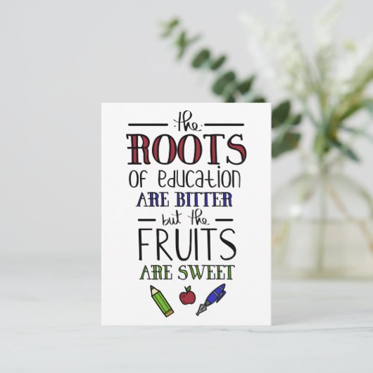 Die Bildung ist bitter Postkarte (Stehend Vorderseite)