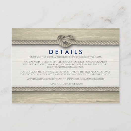 Die Bindung der bekannten rustikalen Strande-Hochz Begleitkarte (Vorderseite)
