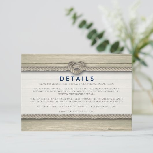 Die Bindung der bekannten rustikalen Strande-Hochz Begleitkarte (Stehend Vorderseite)