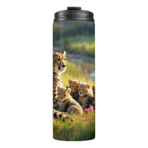 "Die Bindung der Gepardenfamilie" Thermosbecher