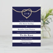 Die Bindung der Hochzeitseinladung der Knot-Navy Einladung (Stehend Vorderseite)