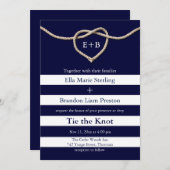 Die Bindung der Hochzeitseinladung der Knot-Navy Einladung (Vorne/Hinten)