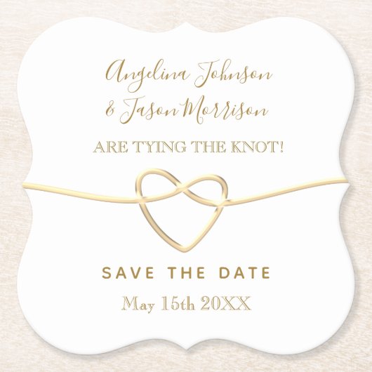 Die Bindung der Knoten Gold und Weiß-Hochzeit rett Untersetzer (Vorderseite)