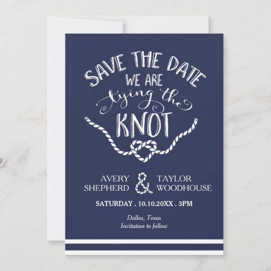 Die Bindung der Knotenkalligraphie Save the Date (Vorderseite)