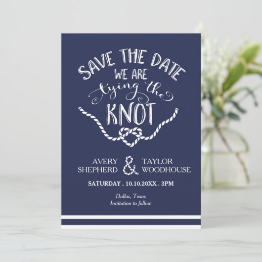 Die Bindung der Knotenkalligraphie Save the Date (Stehend Vorderseite)