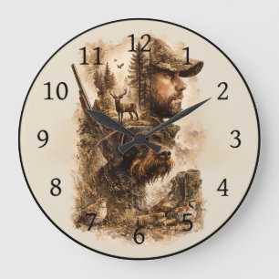 Die Bindung des Jägers – Deutsch Drahthaar Große Wanduhr