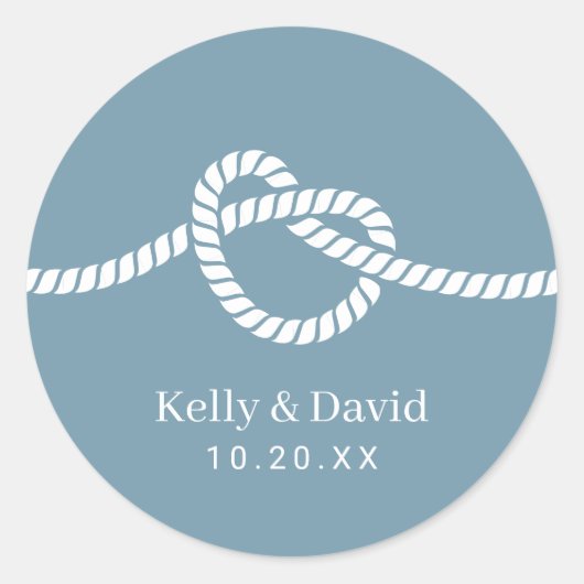 Die Bindung des Knochenkrauts Herz Dusty Blue Wedd Runder Aufkleber (Vorderseite)