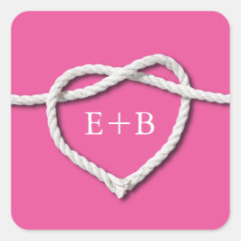 Die Bindung des Knotens Fuchsia-Sticker Quadratischer Aufkleber